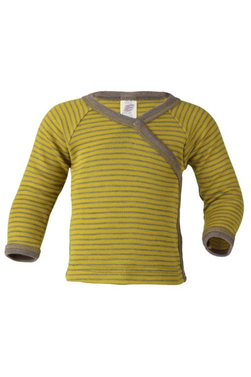 Babyshirt wol-zijde geel gestreept