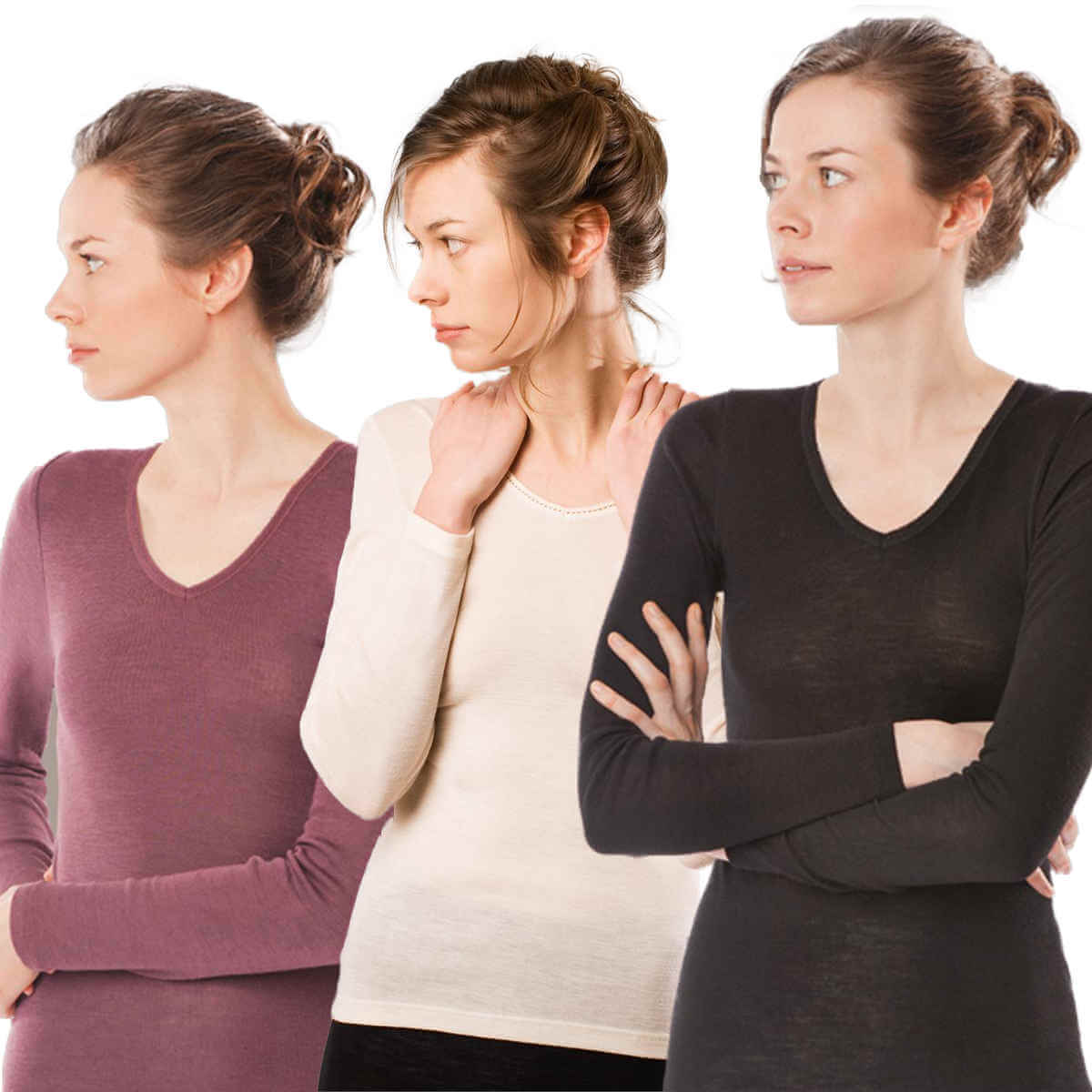 Shirt v-hals met lange mouw wol-zijde - Sus en So