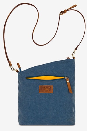 Canvas tasje met golf blauw