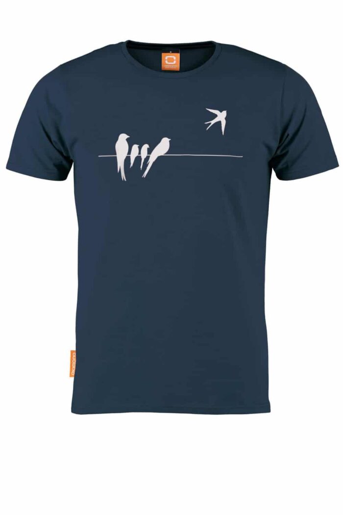 Heren t-shirt ronde hals vogeltjes Wish you were here...