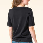 Basic dames t-shirt 100% biokatoen  zwart - Afbeelding 3