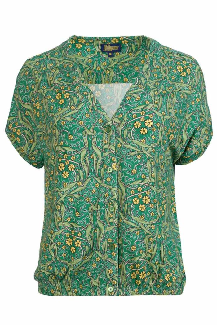 Blouse korte mouw v-hals groen