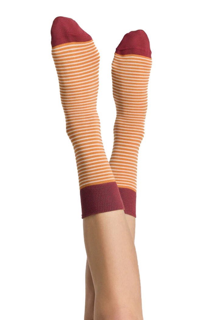 Sokken bruin-rood-oranje streep