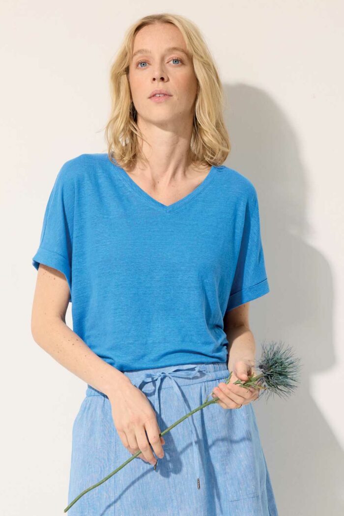 Linnen oversized top blauw