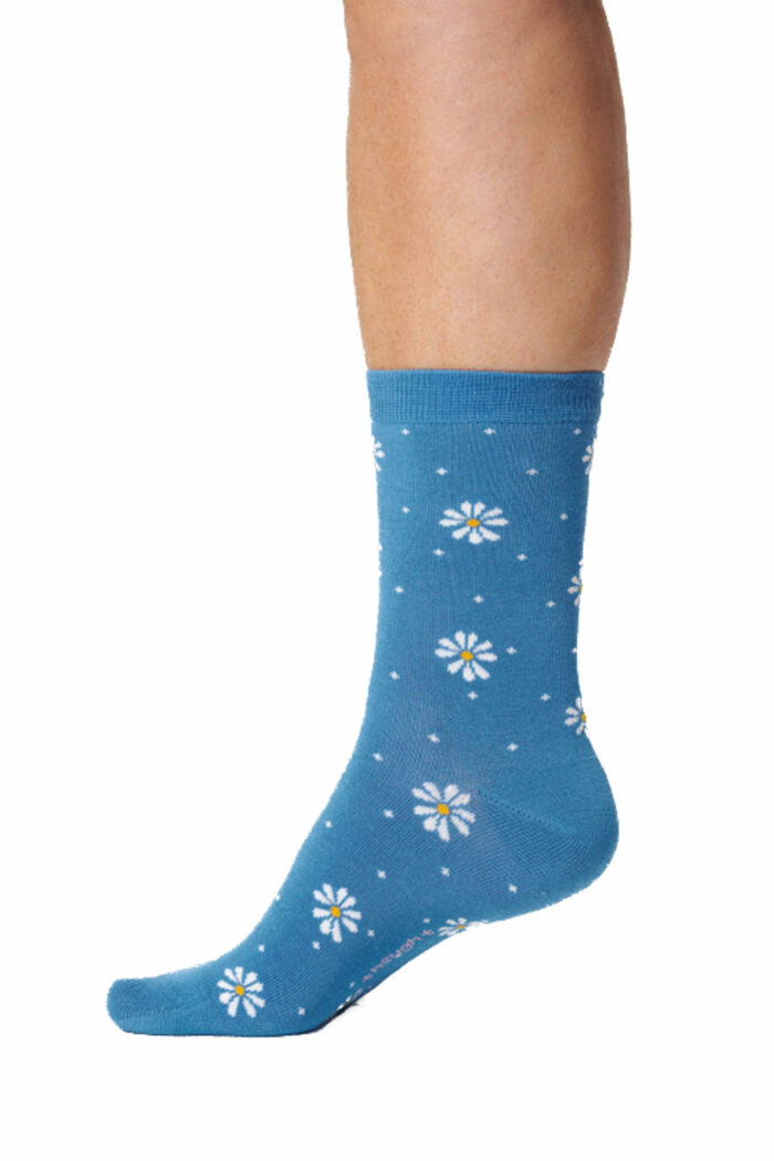 Sokken bamboe madeliefjes blauw