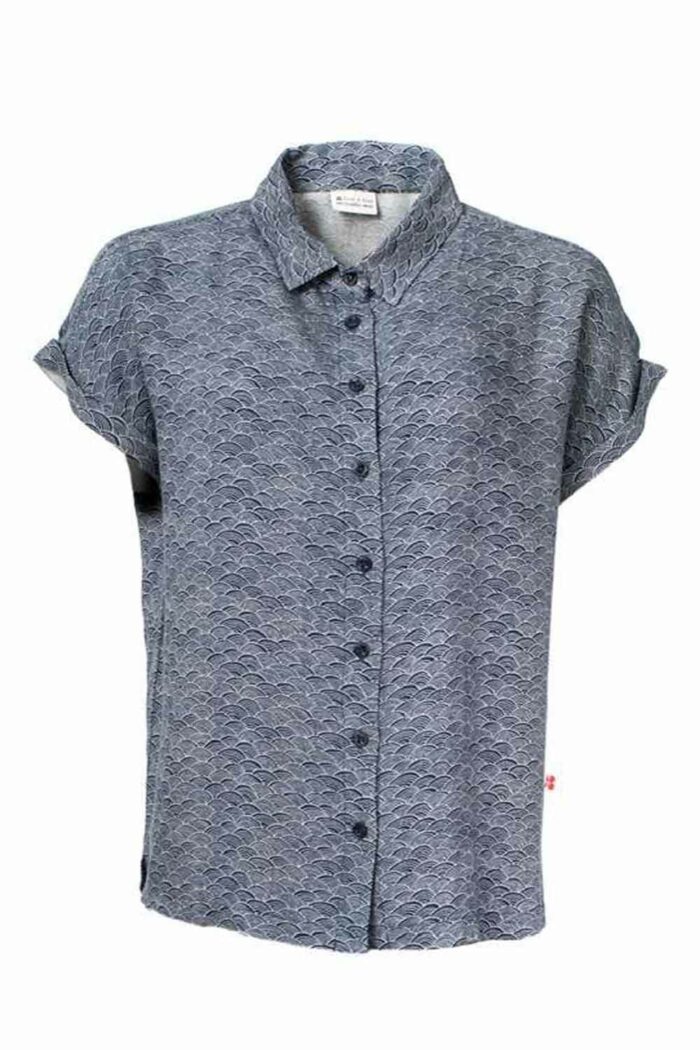 Blouse korte mouw in Japanse print