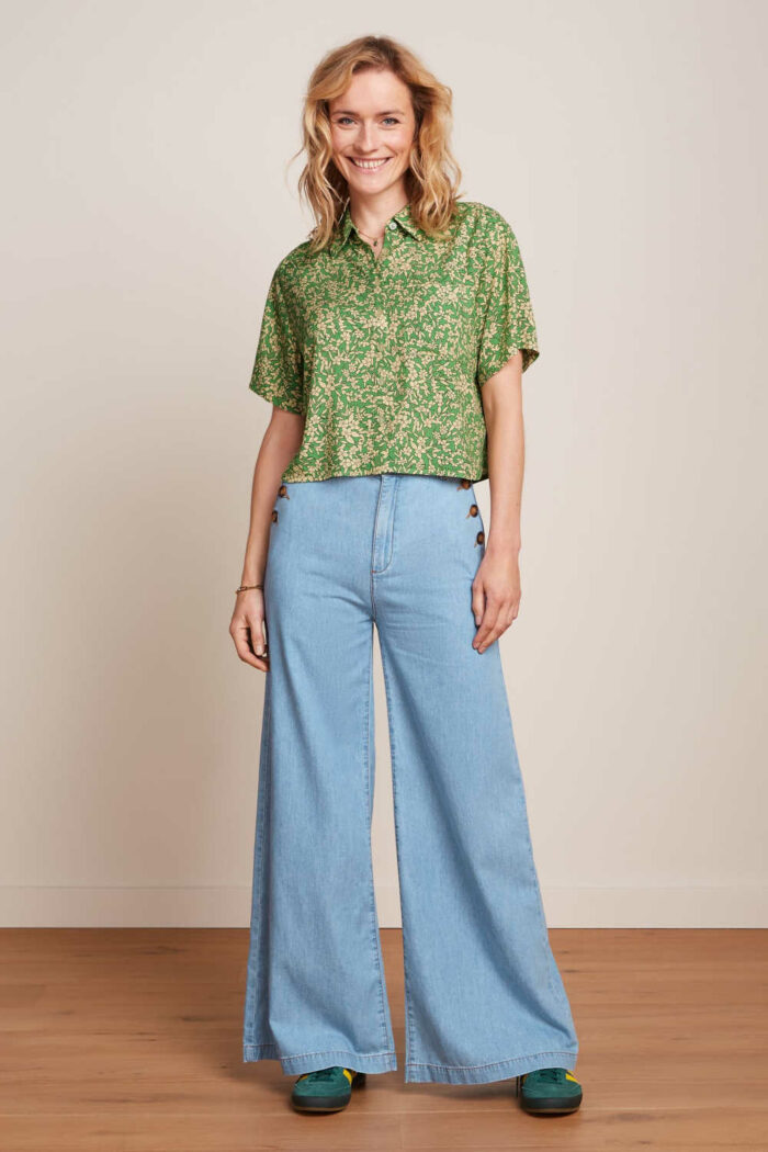 Lichtblauwe zomerjeans met wijde pijpen - Afbeelding 2