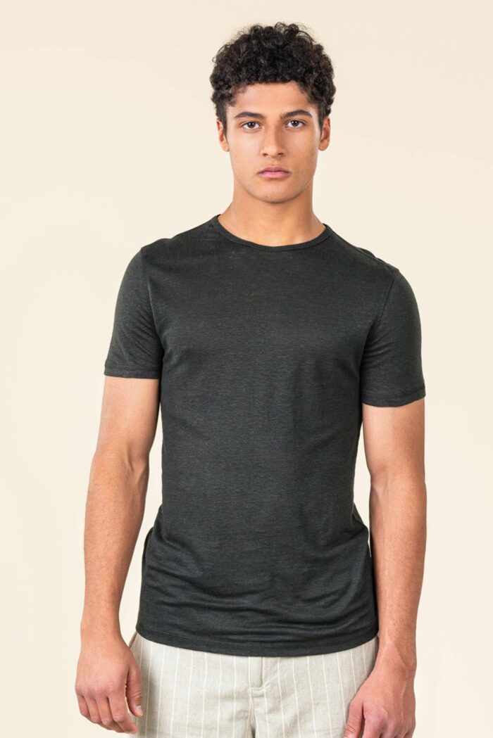 Linnen t-shirt zwart - Afbeelding 2