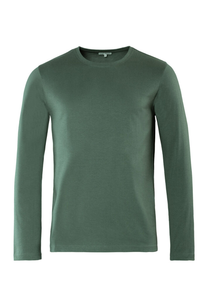 Heren longsleeve biokatoen olijfgroen