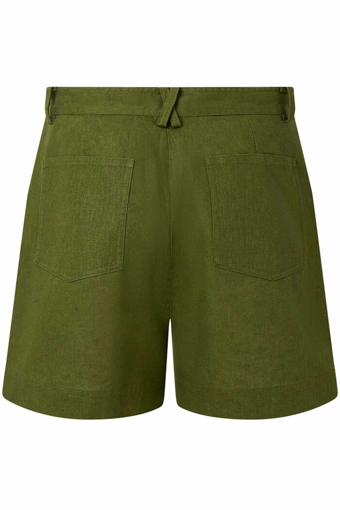 Korte broek linnen biokatoen groen - Afbeelding 2