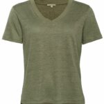 100% linnen v-hals t-shirt olijfgroen