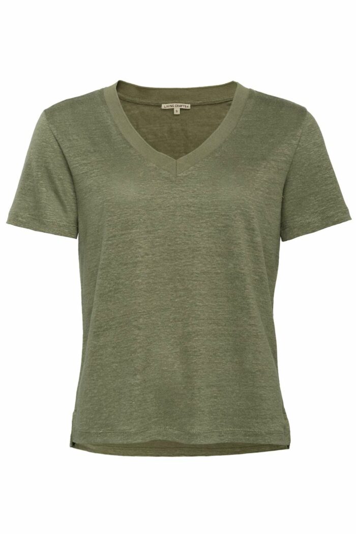 100% linnen v-hals t-shirt olijfgroen