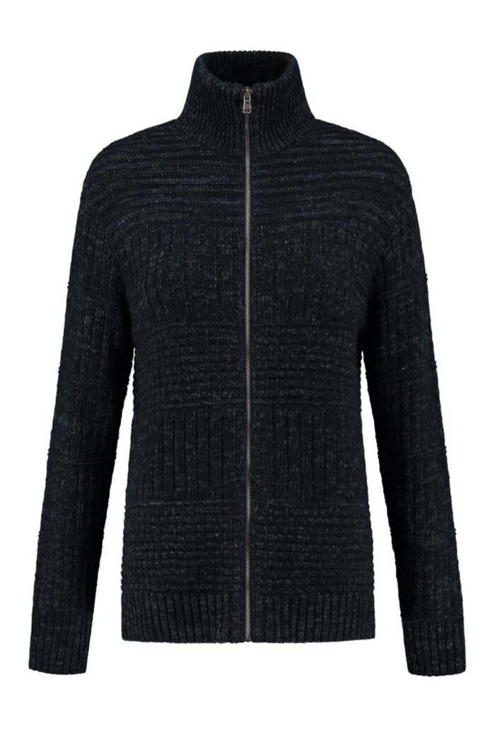 Damesvest gerecycled wol donkerblauw
