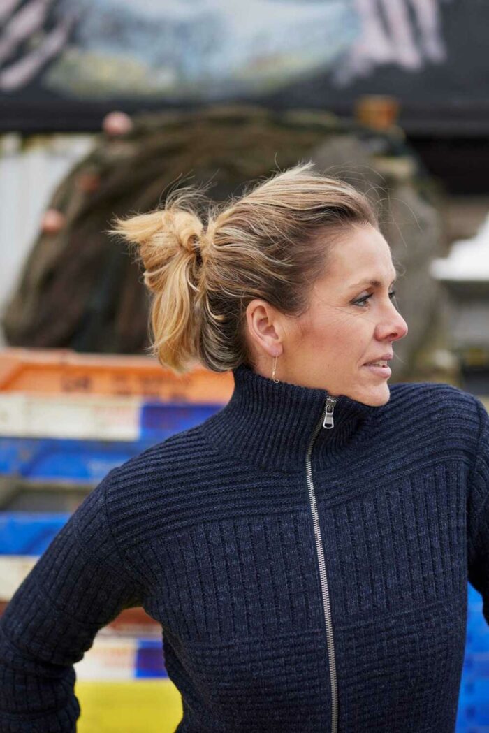 Damesvest gerecycled wol donkerblauw - Afbeelding 4