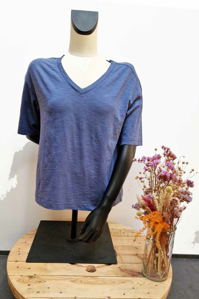 T-shirt met V-hals indigo