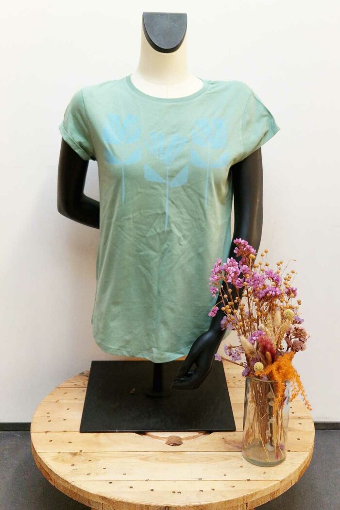 T-shirt papieren bloemen groen