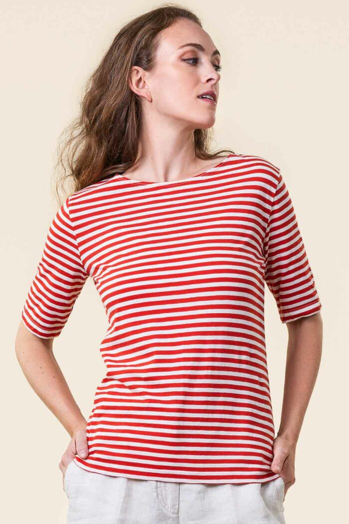 Rood gestreept shirt biokatoen