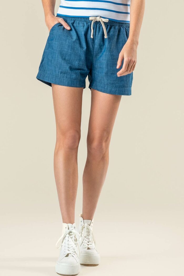 Korte broek blauw chambray