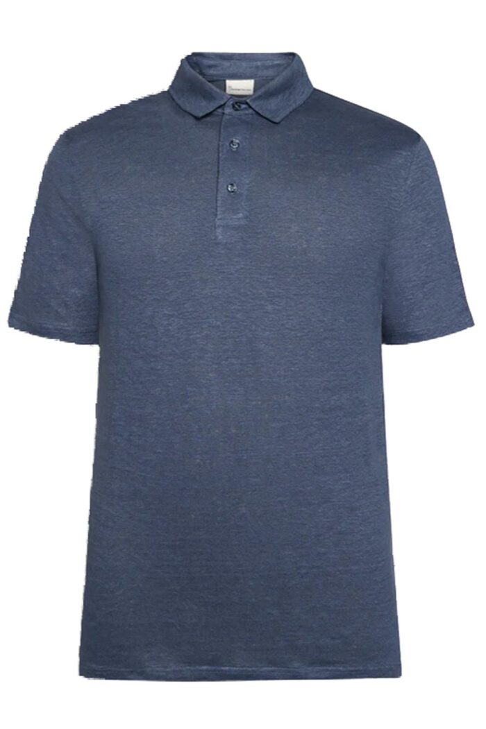Linnen polo denimblauw