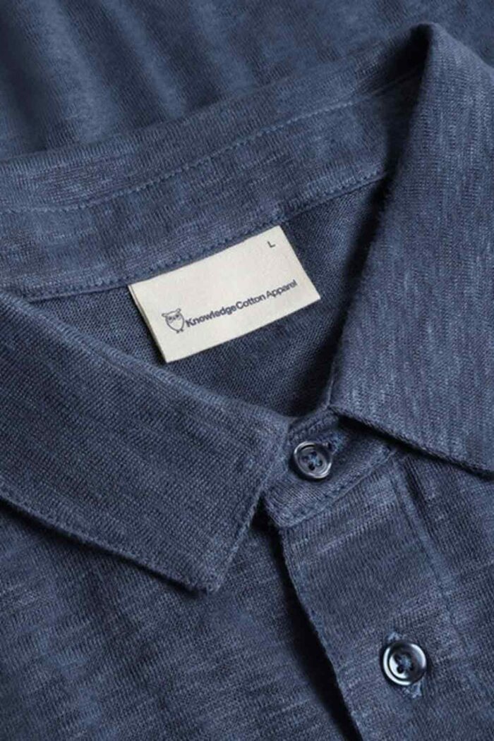Linnen polo denimblauw - Afbeelding 3