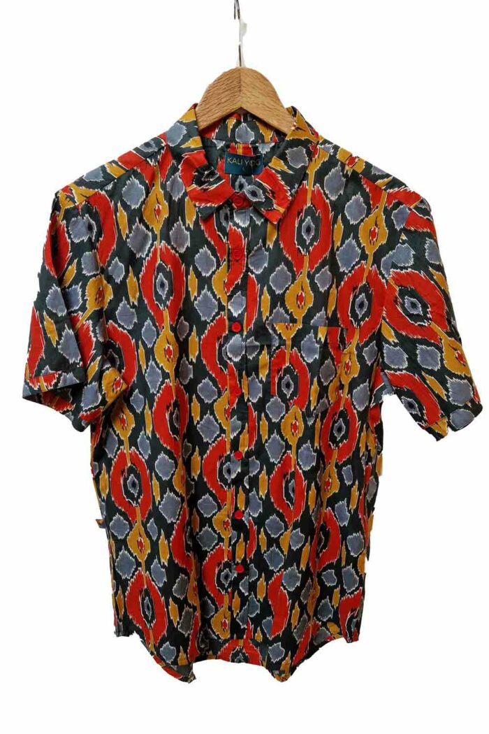 Overhemd korte mouw ikat