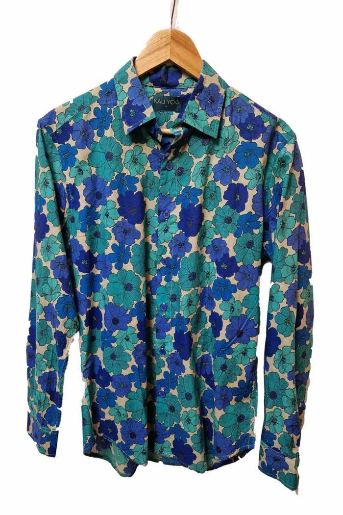 Overhemd met blauwe bloemenprint
