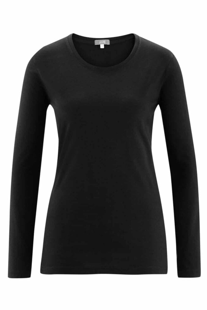 Dames lange mouwenshirt basic Zwart