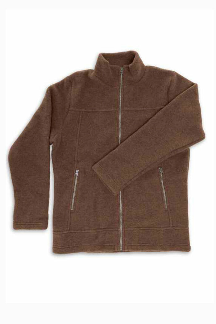Wollen herenfleecevest 100% bio merino wol bruin