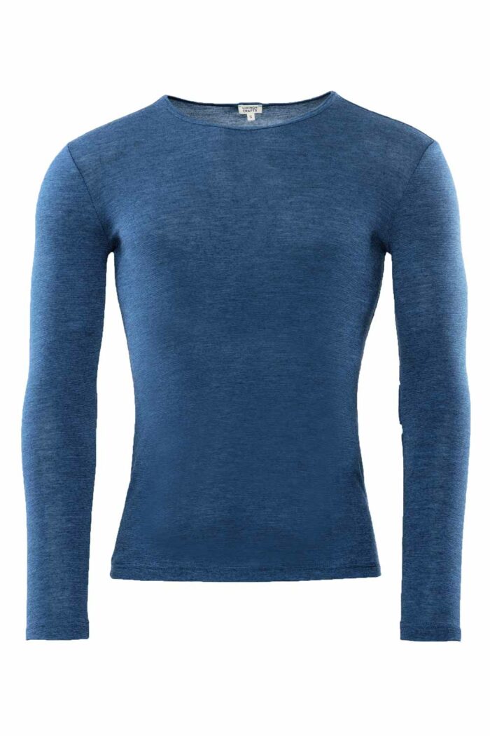 Longsleeve wol biokatoen blauwmelange