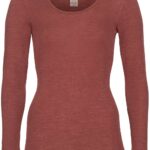 Shirt wol zijde lange mouw ronde hals koper