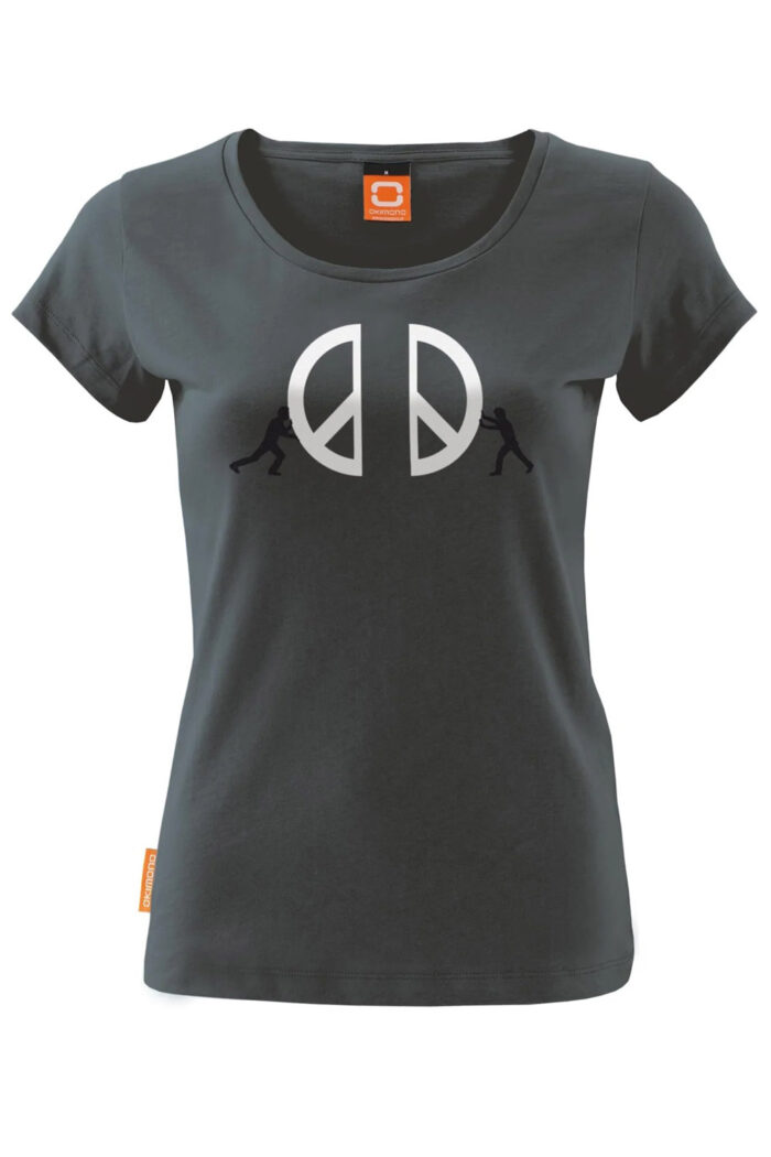 Dames-t-shirt ronde hals Peace grijs