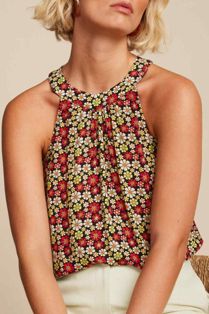 Mouwloze top bloemen