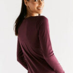 Shirt lange mouw 100% biokatoen bordeaux