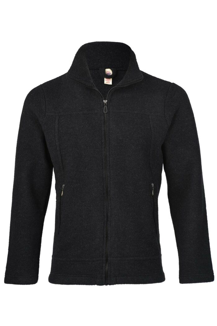 Wollen herenfleecevest 100% bio merino wol zwart