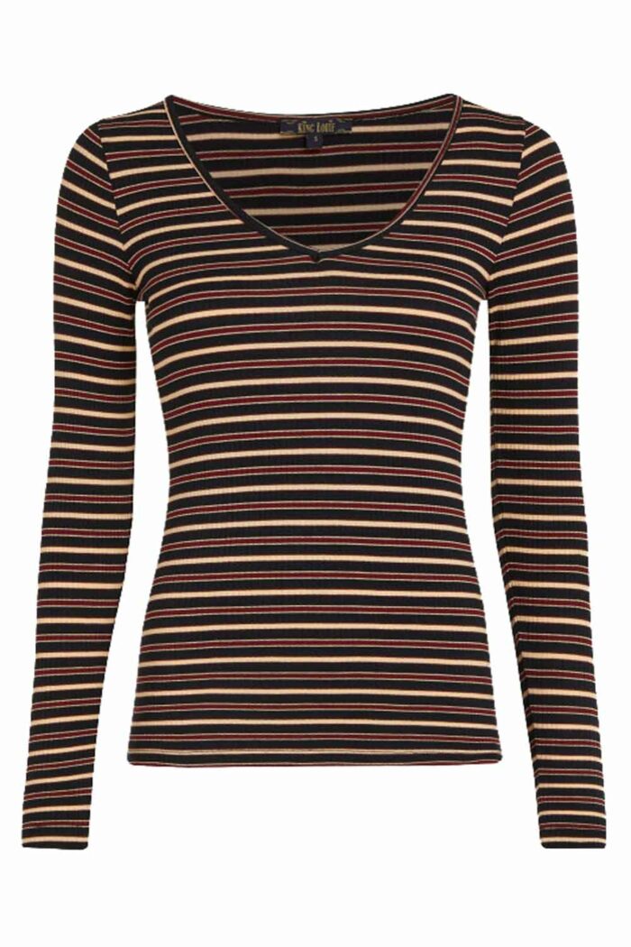 Rib shirt lange mouw zwarte strepen