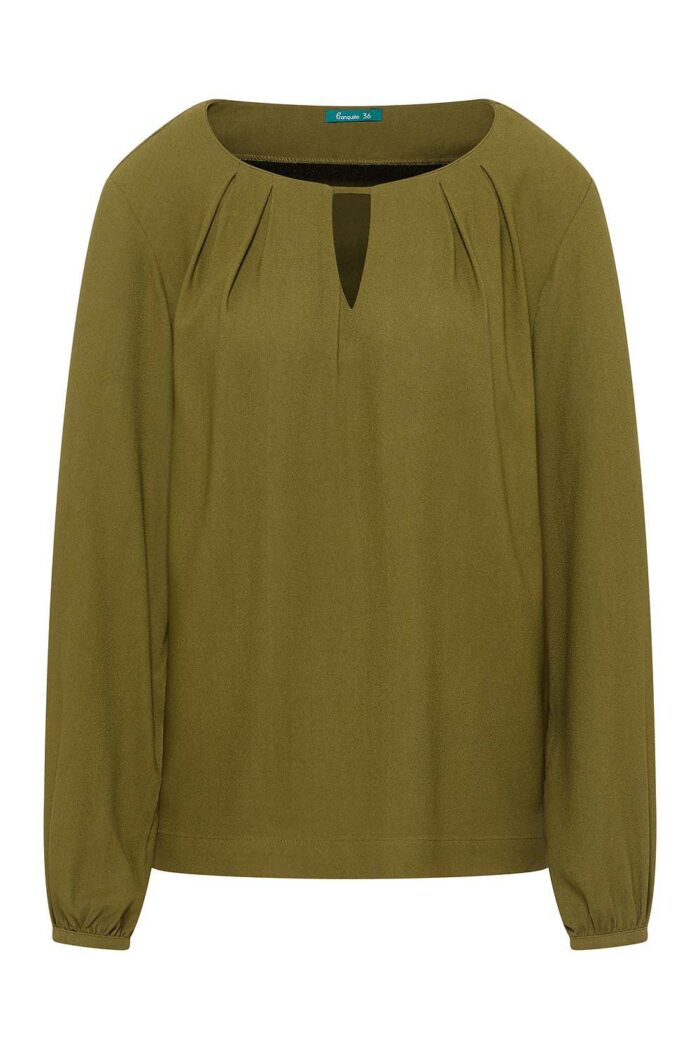 Effen blouse ecovero olijfgroen - Afbeelding 2