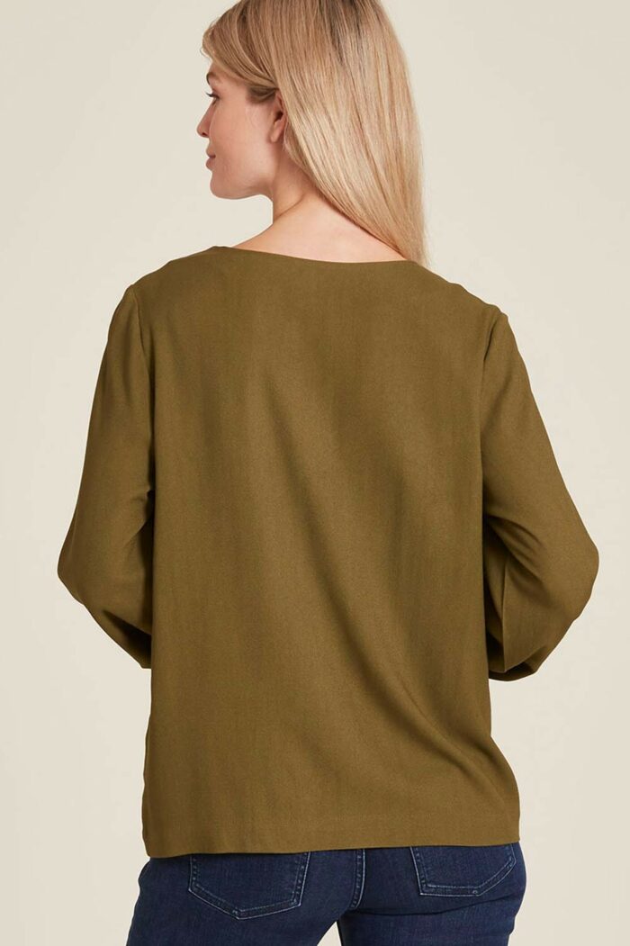 Effen blouse ecovero olijfgroen - Afbeelding 3
