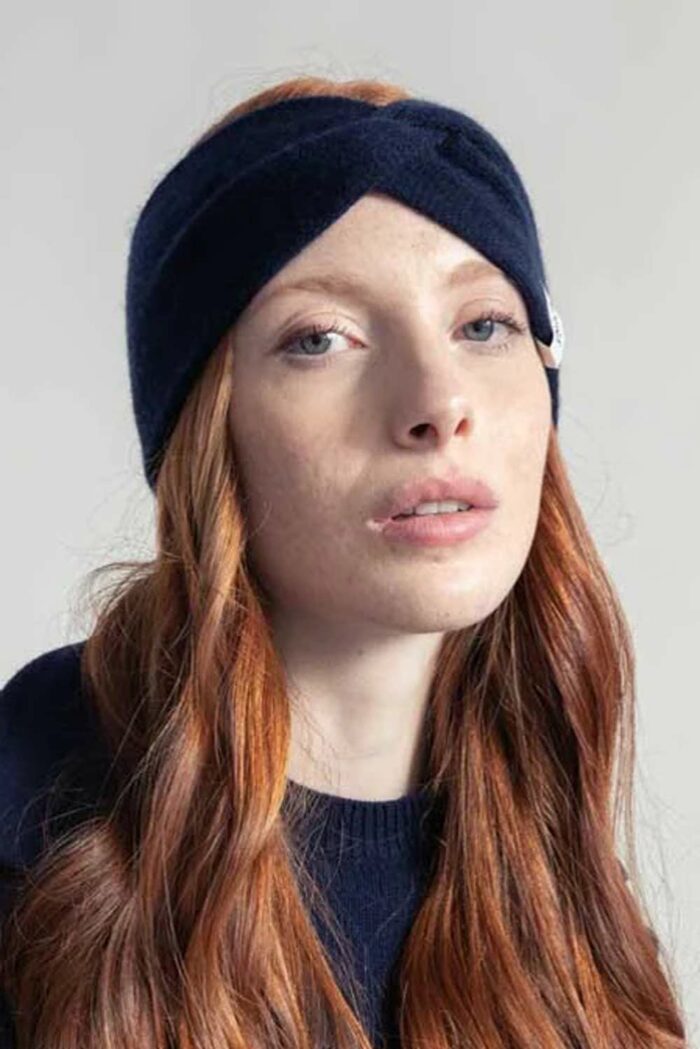Hoofdband van gerecycled kasjmier donkerblauw
