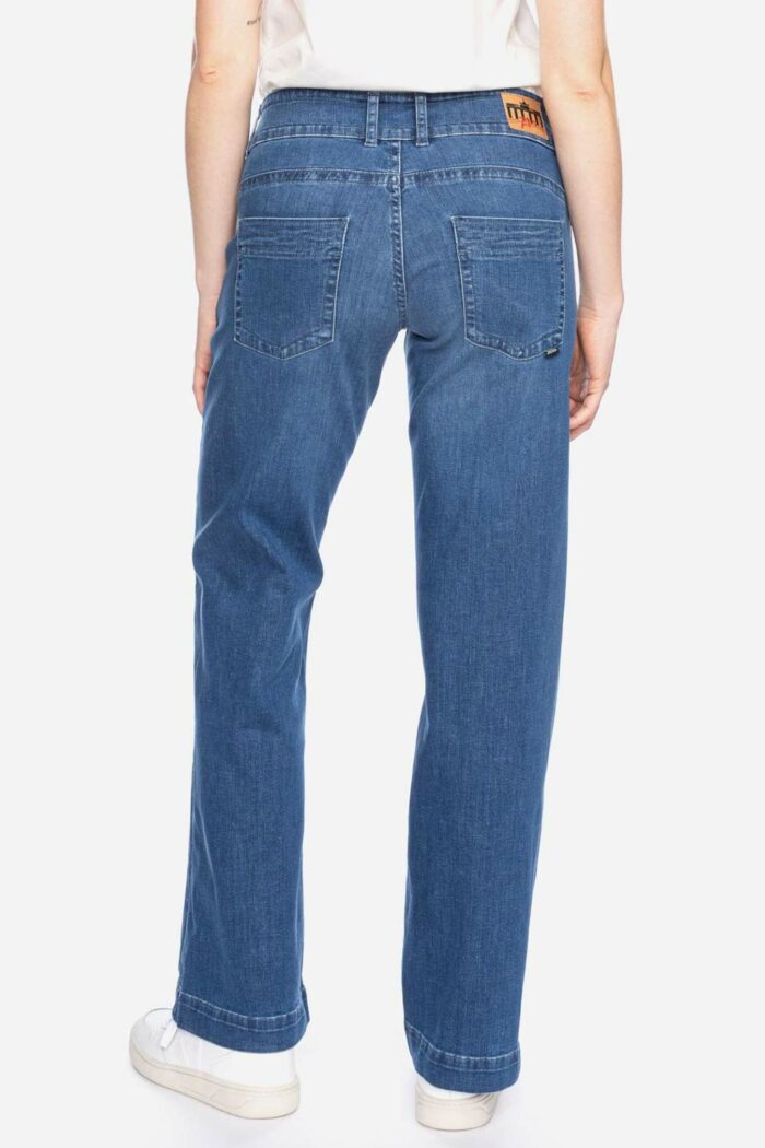Damesjeans met wijdere pijp blauw - Afbeelding 2