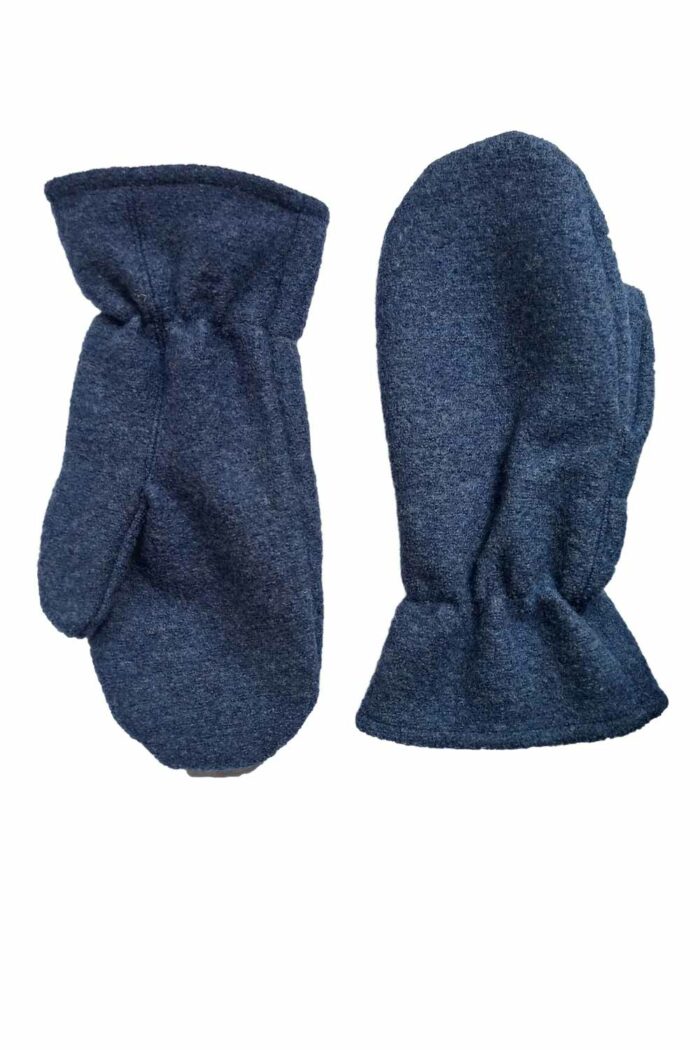Gevoerde merinowollen wanten gemêleerd blauw