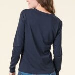 Dames lange mouwenshirt v-hals Donkerblauw - Afbeelding 3
