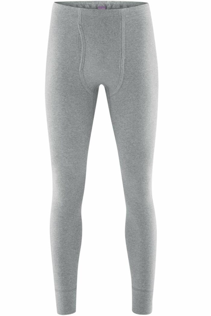 Lange onderbroek 100% biokatoen grijs melange - Afbeelding 2