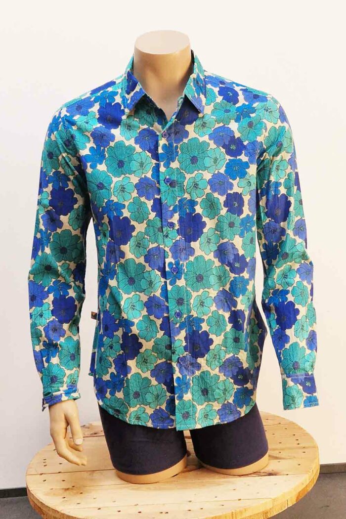 Overhemd met blauwe bloemenprint