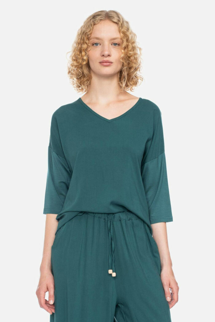 Top tencel v-hals groen