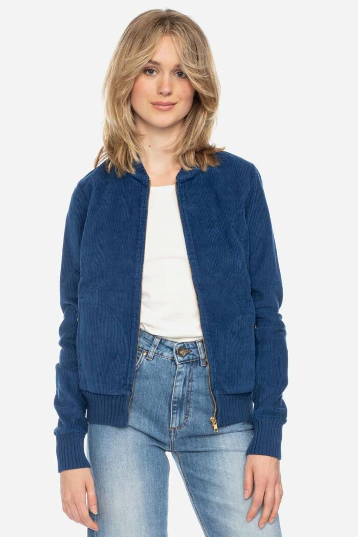 Ribfluweel jasje donkerblauw