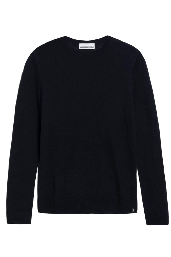 Dunne trui 100% bio merinowol donkerblauw