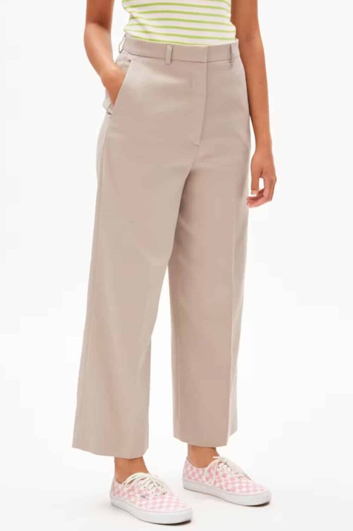 Pantalon wijde pijp zandkleur