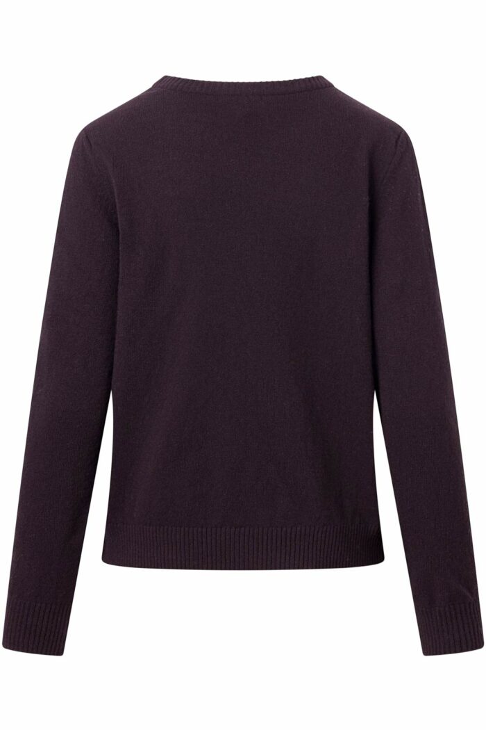 Trui bio merinowol aubergine - Afbeelding 2