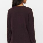 Trui bio merinowol aubergine - Afbeelding 4