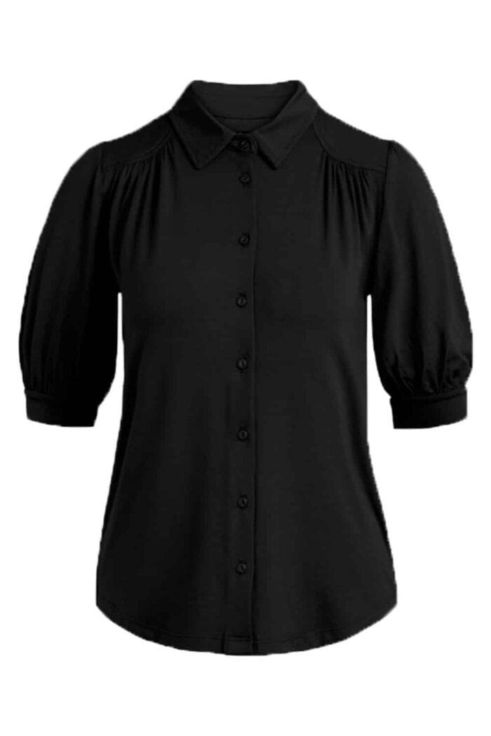 Carina blouse korte mouw ecovero light zwart - Afbeelding 2